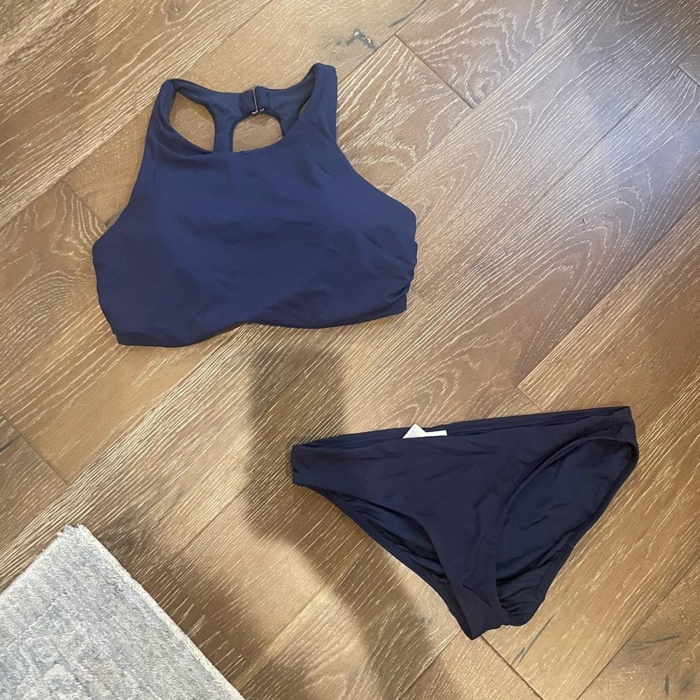 Athleta Blue Bikini Set Racerback Design